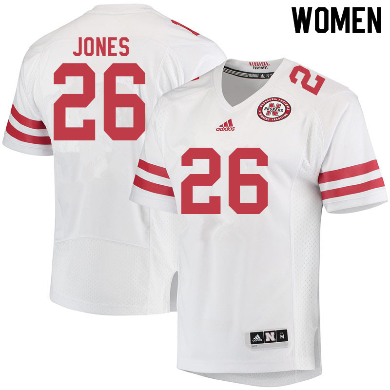 Women #26 Miles Jones Nebraska Cornhuskers College Football Jerseys Sale-White - Click Image to Close